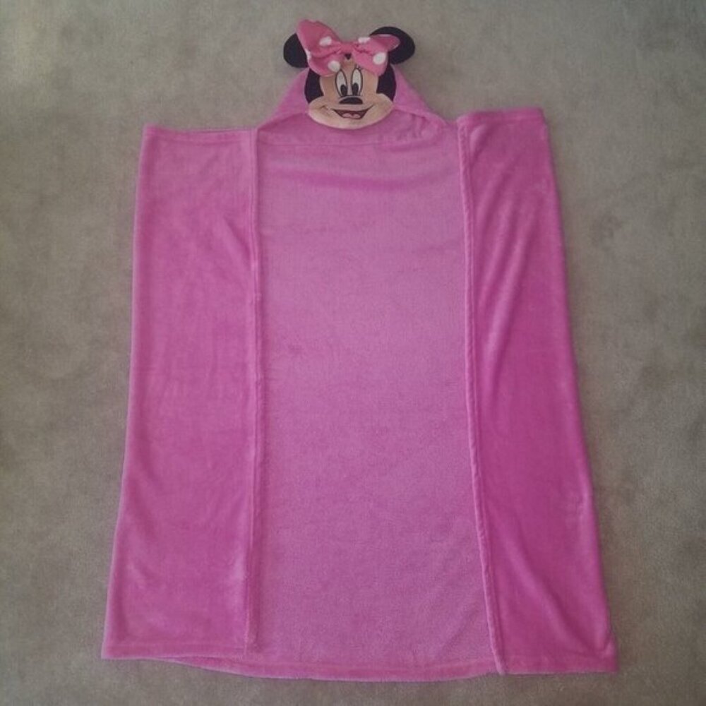 Disney Minnie Mouse Hooded Blanket Pink Black Fleece SOFT Lovey Northwest